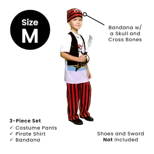Medium White & Red Pirate Boy's Costume